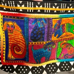 Laurel Burch Multicolor Dog Design Crossbody Bag